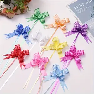 20pcs Rose Print Pull Bows 10 Colors 5.5Inch Large Pull Bows Ribbon Perfect for Gift Box And Bag Wrapping, Basket Decoration, Christmas Tree Decor, Weddings, Birthdays And Party