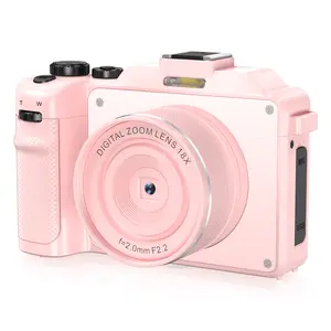 Pink X9 Student Digital Camera 80MP 5K Video Dual Lens WiFi DIY Faceplate Retro Case