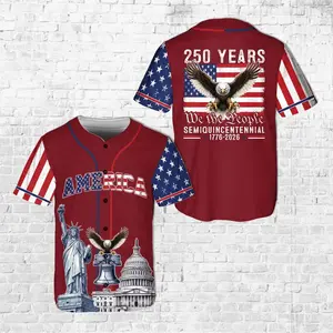 America 250 Years 1776–2026 Baseball Jersey, We The People Semiquincentennial, Patriotic Bald Eagle Statue of Liberty 4th of July Jersey - Multiple Colors Available