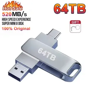 NEW 64TB USB 3.2 Flash Drives High Speed Transfer Metal  Card Pendrive Flash Disk Memoria Waterproof Stick 2026 type c pendrive memory Magnetic Touchscreen Selfie Monitor