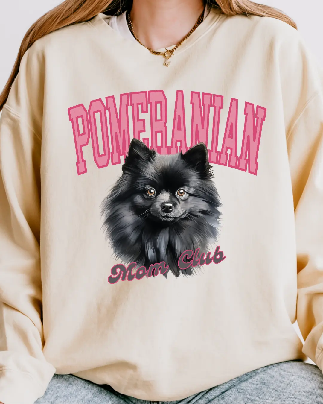 Black Pomeranian Mom Club Sweatshirt - Unisex Apparel Relaxed Fit Printed In The USA Clothing Womenswear Casual Comfort Cotton Top Athletic Boho Chic