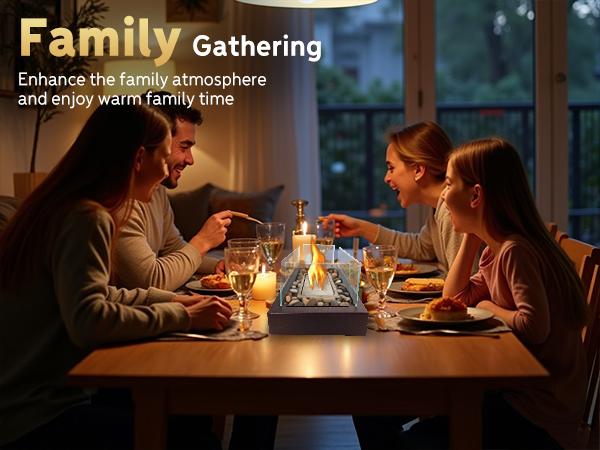 Rantizon Tabletop Fire Pit, Stainless Steel Table Top Firepit with Cobblestone & Protective Glass, Portable Smokeless Indoor & Outdoor Table Fireplace with Handle for Dinner Parties, Smores Maker