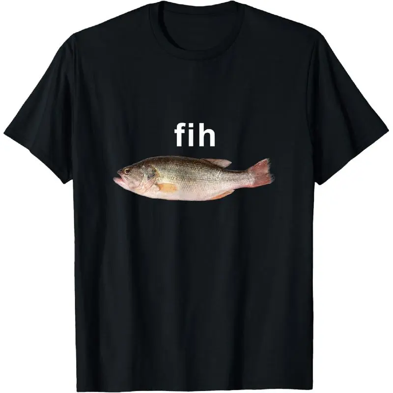 [100%25 Cotton] "Fih" Funny Misspelled Fish Meme, Simple Humor T-Shirt