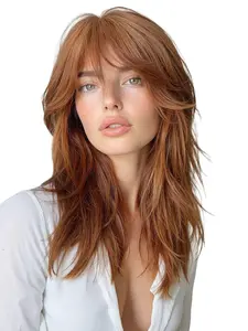 18 Inch Women Synthetic Wig, Medium Length Wavy Hair, Machine Made High Quality Fiber, Suitable for Daily Wear & Special Occasions, Synthetic Material Wigs