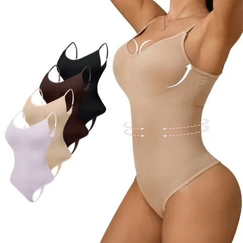 Shapewear Bodysuit for Women Tummy Control Seamless Sculpting Snatched Waist Body Suit Body Shaper Thong