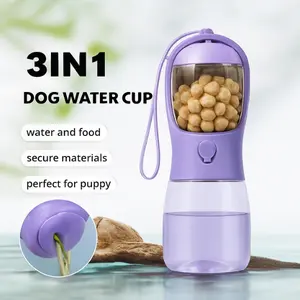 3-in-1 Portable Dog Water Bottle (water + food + waste / poop bag dispenser)
