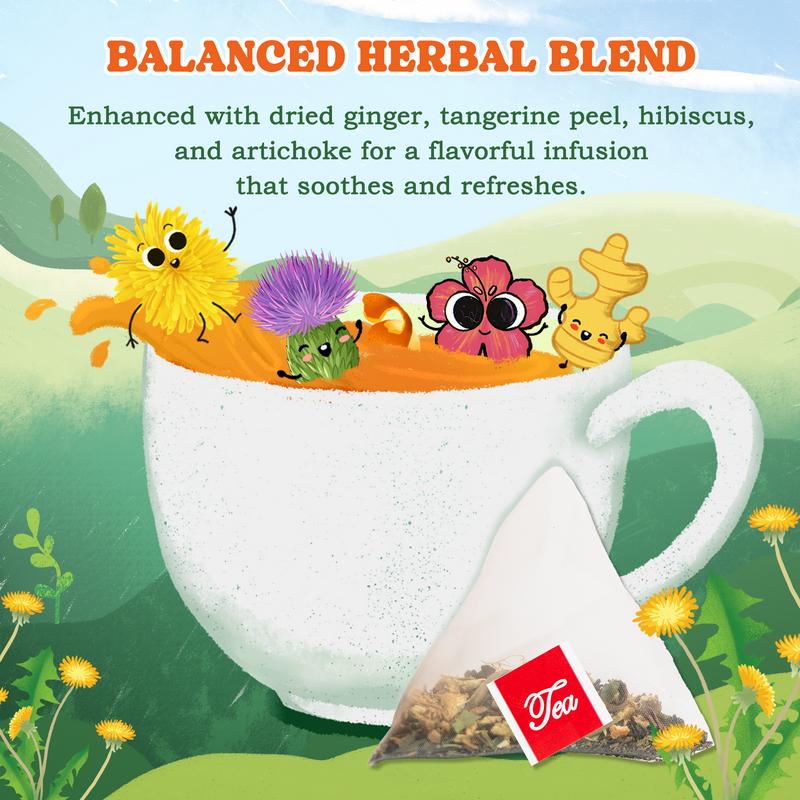 LoveinTea Dandelion Herbal Tea Bags, Detox Tea, 100% Natural Vietnamese Dandelion Blend, Caffeine-Free, Plant-Based Pyramid Bags, 30 Count