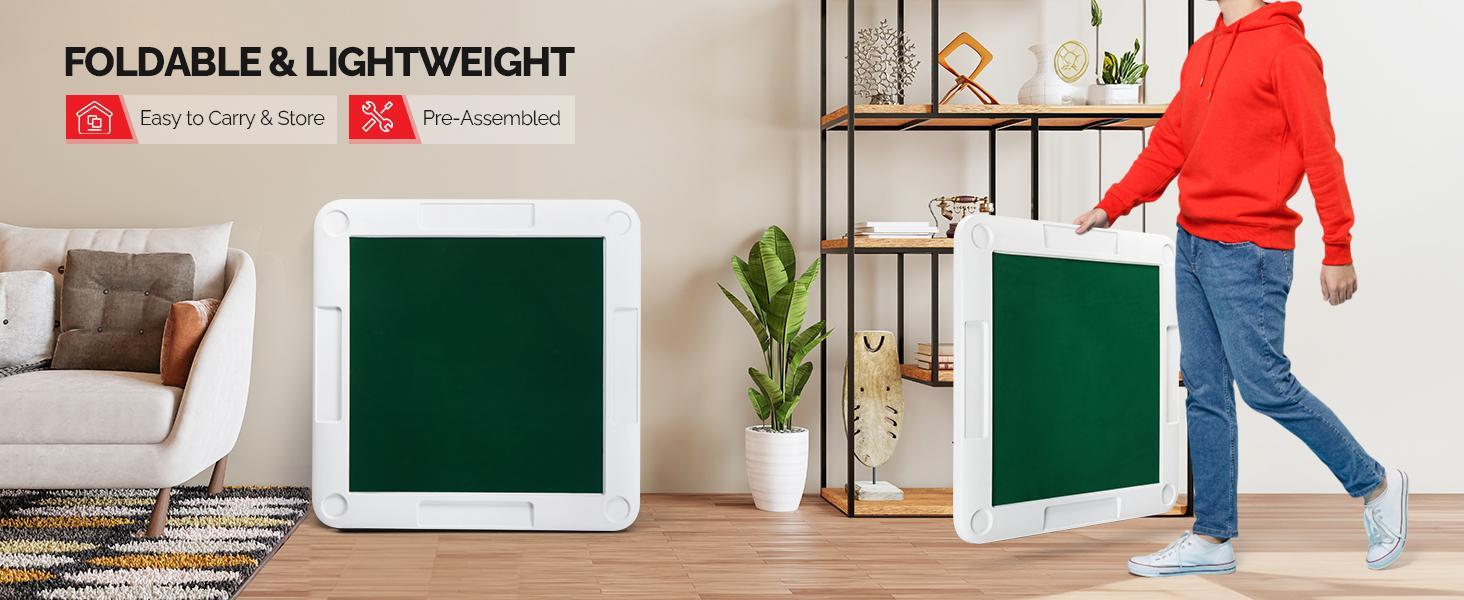 PEXMOR 39.5" Foldable Mahjong Table, Square 4 Player Card Game Table w/Cup Holders & Chip Grooves, Portable Folding Poker Domino Board Game Table for Blackjack, Texas Hold'em, Jigsaw Puzzles Game