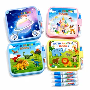 water painting book 4-Pack, Reusable Mess-Free Magic Water painting Book Set for Toddlers & Kids Age 2-6, Odorless Chemical-Free Drawing Pad Activities, Perfect Low Budget Smart Toy Gift