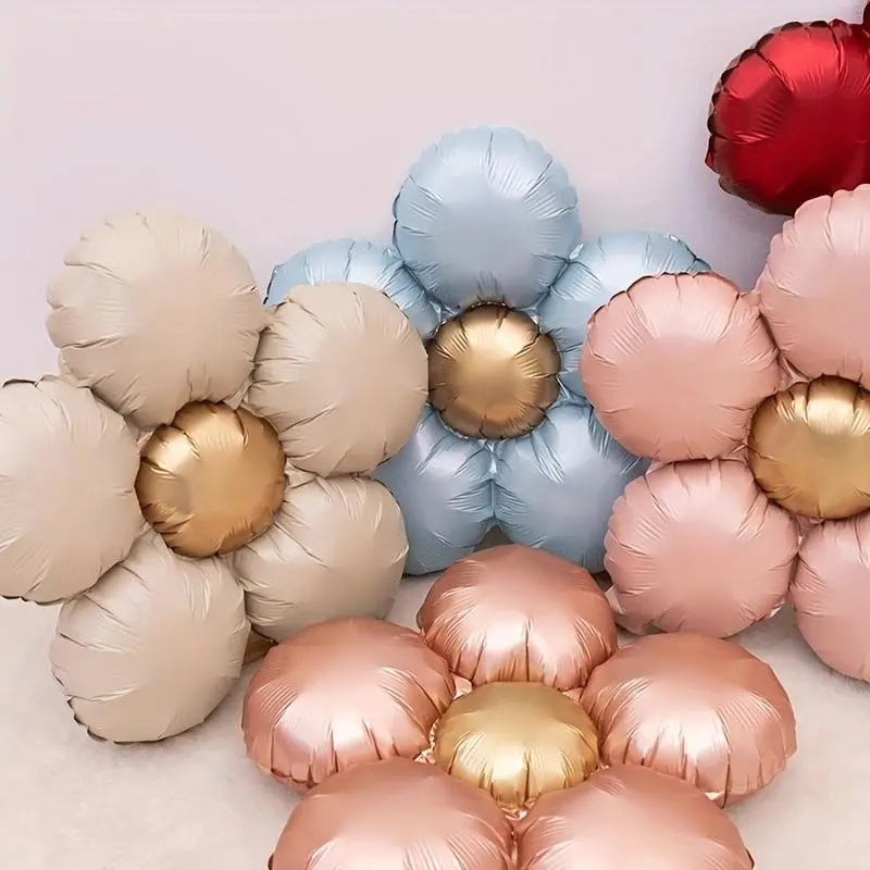 Flower Shaped Balloon, 5 Counts/set Mixed Color Matte Balloon, Birthday Balloons, Balloon for Birthday Party Photo Decoration, Party Decoration Supplies