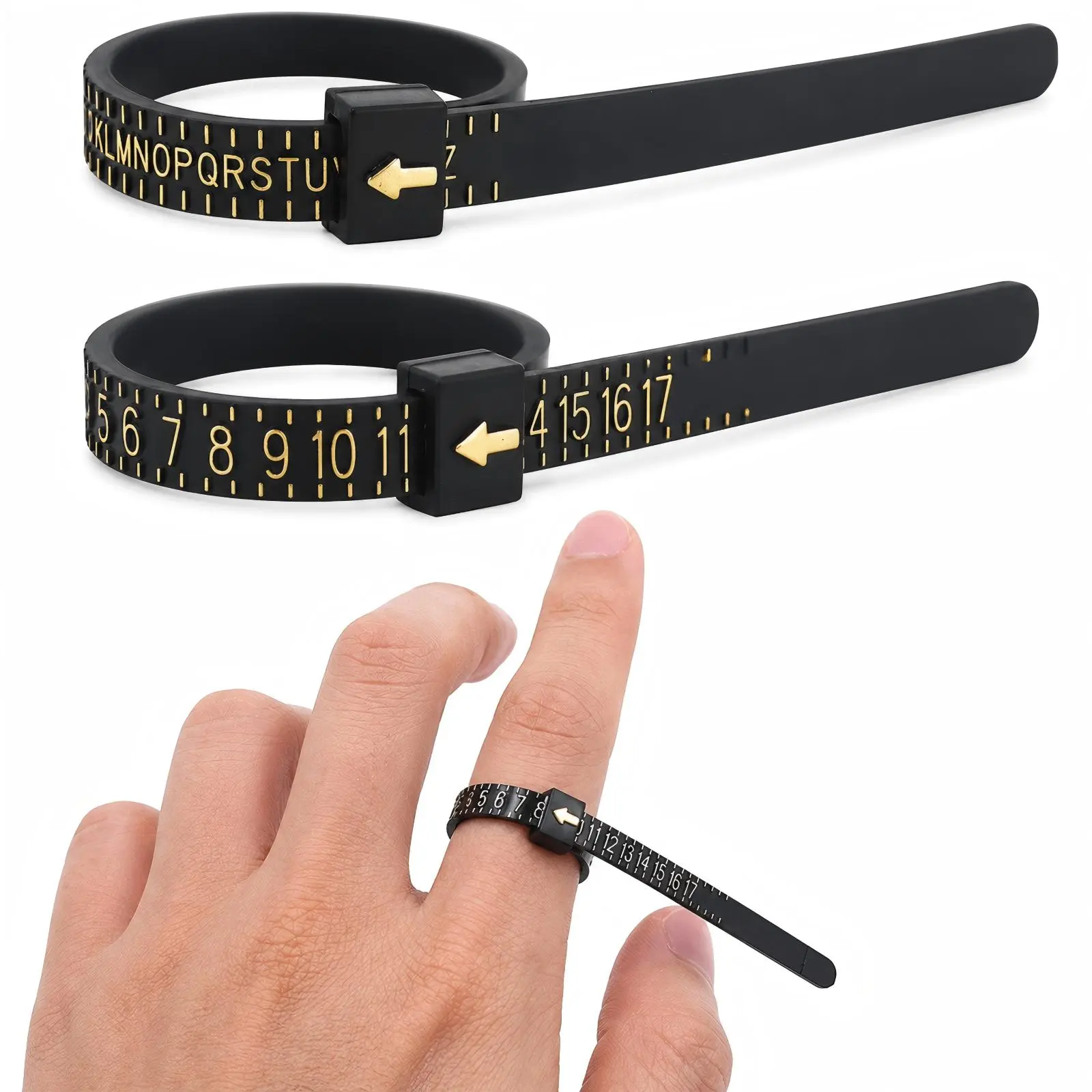 Ring Sizer Measuring Tool 2 Pack US 1-17 UK A-Z Reusable Plastic Finger Gauge with Magnifier for Wedding Rings