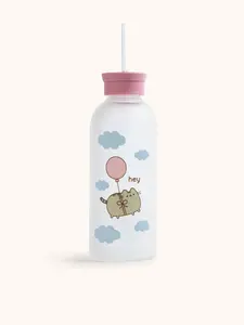 Pusheen Balloon Ride Glass Water Bottle with Straw