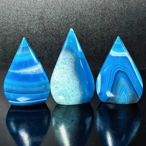 Blue Agate Water Drop Ornament Home Decor, Unique Natural Crystal Choice for Collectors and Beginners, Feng Shui Decoration, Christmas Valentine Gift