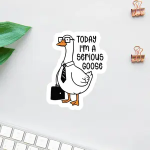 Today I’m a Serious Goose Sticker – Funny Office Goose with Briefcase & Tie, Cute Work Humor Decal for Laptops, Notebooks & Desks