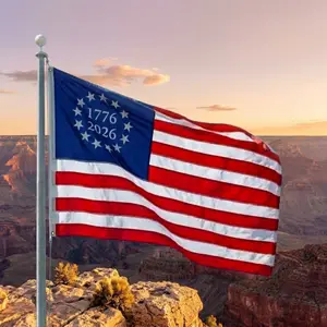 Double-Sided FlagSource Betsy Ross 250th Anniversary Flag Made in USA, 1776 2026 Commemorative 13 Star American Flag for Indoor and Outdoor Use