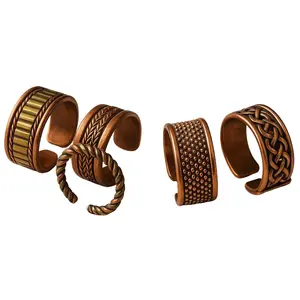 "Solid 99% Copper Rings - Handmade 5-Pack (Unisex)" size (10-12)