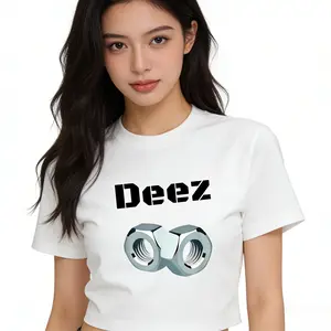 Black trendy T-shirt "Deez" with three-dimensional nut print, functional loose short-sleeved unisex style deez nut