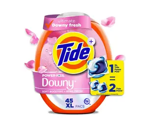 Tide Power PODS Laundry Detergent Pacs with Downy Soft Boosters, April Fresh Scent, 45 Count