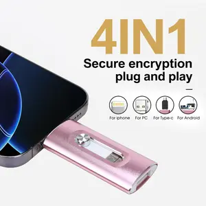 4 in 1 Flash Drive, Portable High Speed USB 3.0 Memory Storage, OTG Flash Pen Drive with Free Type-C Adapter for Android Phones/PC and More Devices, Boyfriend Gift, External Storage