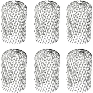 6 count Gutter Guard Strainer  Downspout Mesh Filter Preventing Blockage Leaves Debris from Clogging Pipes(3 inch)