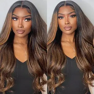 Megalook 6x5 Glueless Wigs Human Hair 12A Ombre Body Wave Lace Front Wigs Human Hair Highlight Closure Wigs Human Hair Pre Plucked Pre Bleached Pre Cut Glueless Wig