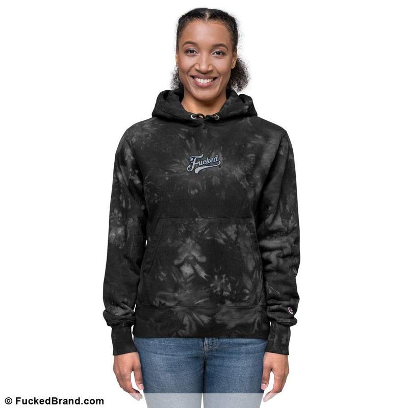 Essential: Fucked Unisex Champion Tie-Dye Hoodie (Embroidered, Standard Size on Center Chest)