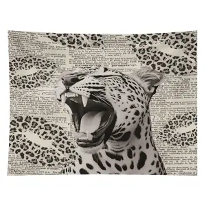 Retro Leopard Print Polyester Tapestry Wall Hanging - Light Cloth Cheetah Lips Wall Blanket, Girly Bedroom Decoration, Home Supplies