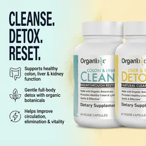Organixx Cleanse & Detoxx Bundle – Kidney & Liver Support with Milk Thistle & Reishi, Lymphatic & Colon Cleanse for Digestive & Gut Health, 60 Capsules Each