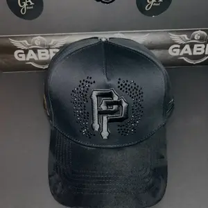 Rosones Tito Double P JC Hats - Black Baseball Cap with Embroidered Logo and Rhinestones
