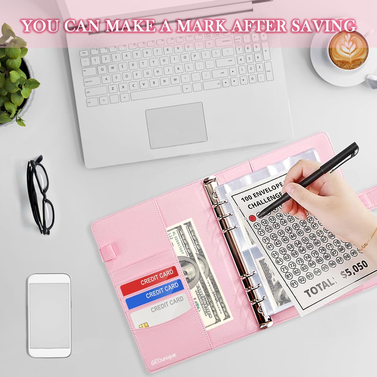 2026 New Challenge For 100 Envelopes Saving with Pen & Stickers, Easy and Fun Way to Save $5,050, Savings Challenge Budget Binder, Saving Challenge Book,Waterproof Wallet,Storage Bag,Saving Tips,Desk Office Accessories,Budget Plan