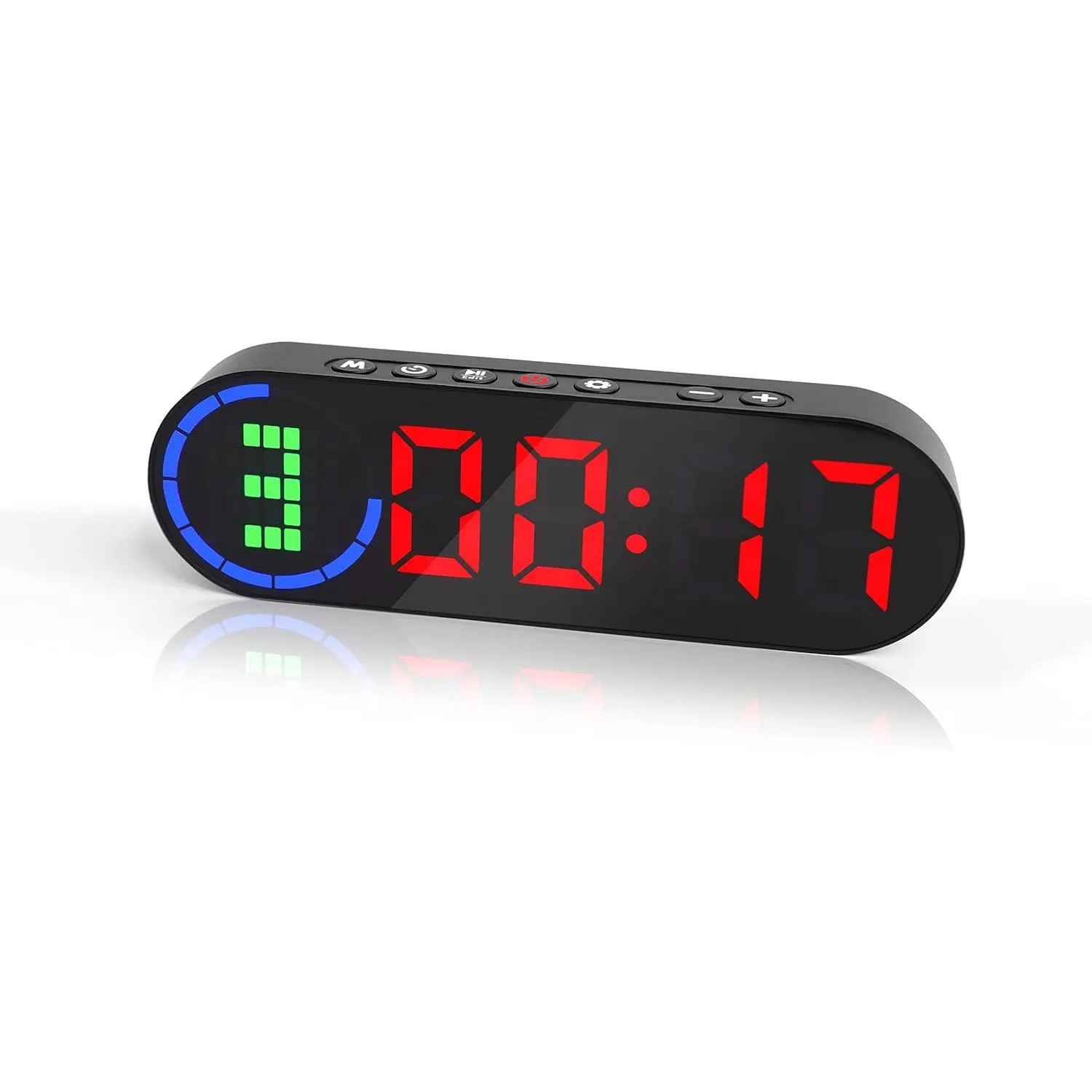 Portable Home Gym Timer, Rechargeable Battery-Powered Workout Clock with Time Progress Bar & Rounds for HIIT, Boxing Fitness