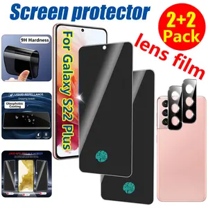 2 Pack Privacy Screen Protector for Samsung Galaxy S22 Plus/ S22+ [Anti privacy tempered glass film],  Anti-Scratch, Bubble-Free, Easy Install 9H Protective Glass Black (Not for S21/S22 Ultra)