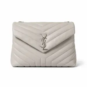 Pre-owned Yves Saint Laurent Calfskin Shoulder Bags YSL BJ1109904070 Grey LouLou Medium Size