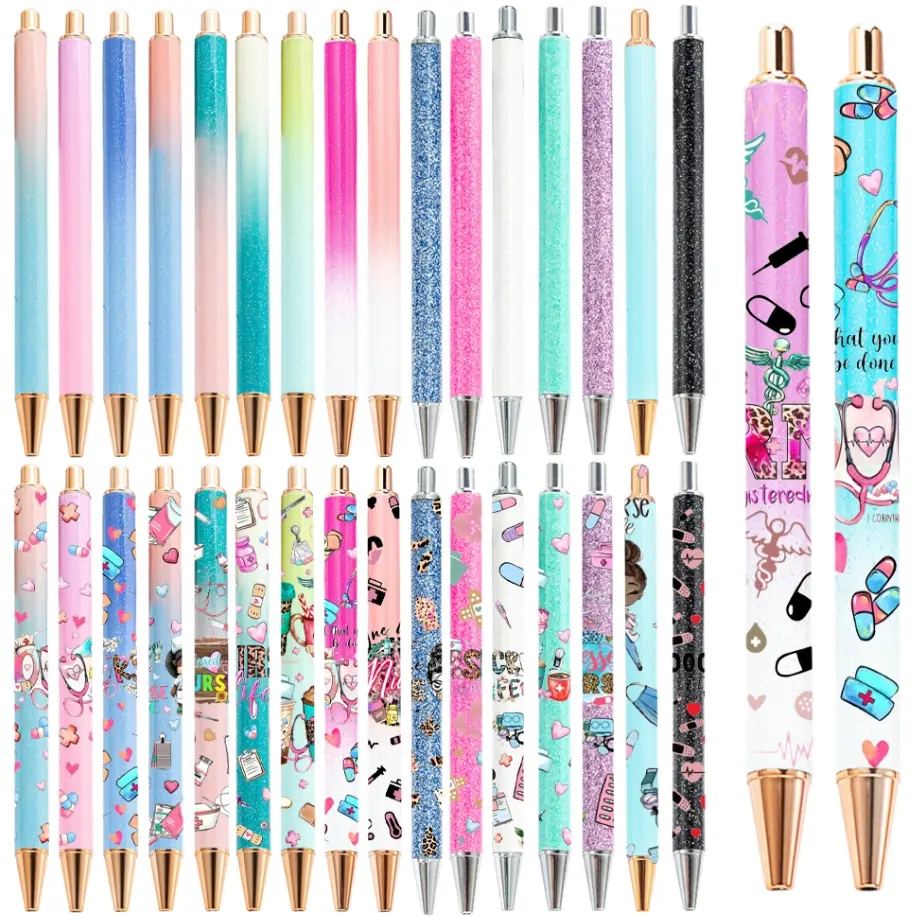 48pcs Medical topics themed pen stickers and sticker pen set, 24pcsdifferent styles of Medical pen stickers + 24pcs sticker pens Crafting Kit Diy Kits