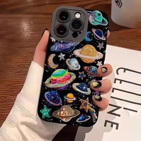 Creative Planet Pattern Phone Case, Decorative Protective Phone Protector Cover, Phone Accessories Compatible with iPhone 11 12 13 14 15 Pro Max, Casing, Smartphone