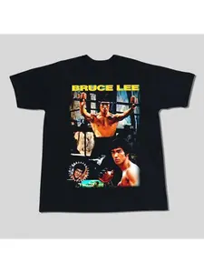 Chinese Kung Fu Actor Bruce Lee American Street Retro Short Sleeved Hip-hop Men and Women Breathable Versatile Casual Loose Top Short Sleeved Bruce Lee