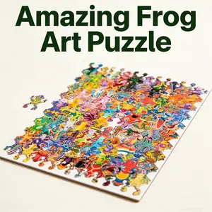 Frog Shaped Wooden Puzzle, 100 Pieces Brain Teaser Toy, Focus Development Interactive Parent-Child Gift, Fun Birthday Present