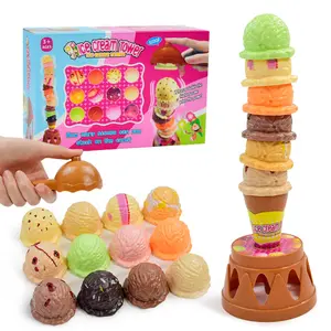 Ice Cream Stacking Pretend Play Toy, Parent-Child Interactive Tabletop Game, Early Educational Puzzle for Hand-Eye Coordination