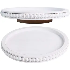 HPC 12Inch Lazy Susan- Wooden Lazy Susan Organizer for Farmhouse Table, Round Turntable for Table Cabinet,Countertop- Turntable 360 Degrees Rotating Table Spinning Tray.