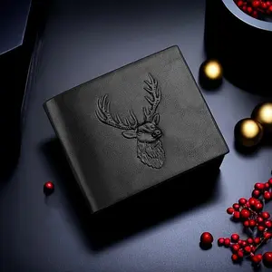 Christmas Men's Deer Head Pattern  PU Leather Multi-Card Slot Men's  Gift Wallet