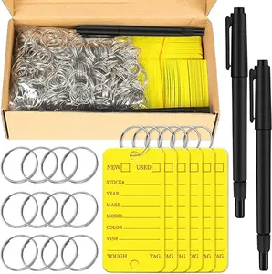 500 Pcs Poly Key Tags Dealership Tags Car Key Tags Plastic Key Tags with Labels, Yellow