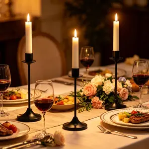 6-Piece Copper Color Metal Candlestick Set, Tabletop Painted Candlesticks for Wedding Centerpiece Decor, Party Birthday Romantic Restaurant Vintage Candles