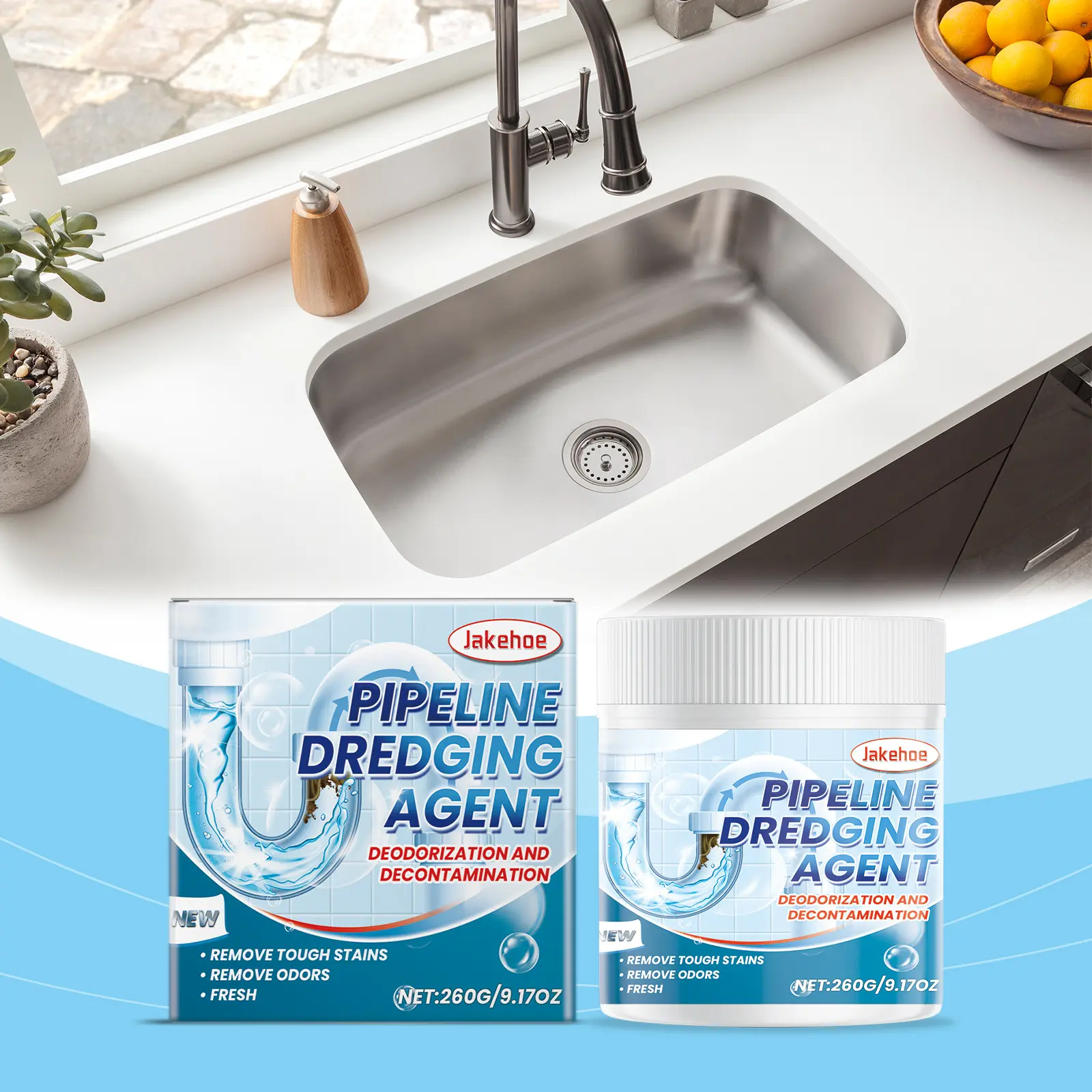 Drain Cleaner Powder, Pipe Cleaning Agent, Effective Hair & Grease Removal, Drain Unblocker, Pipe Cleaning Solution, Powerful Cleaning Solution, Easy-To-Use Drain Unclogger, Drain Clog Remover, Household Essential Tool