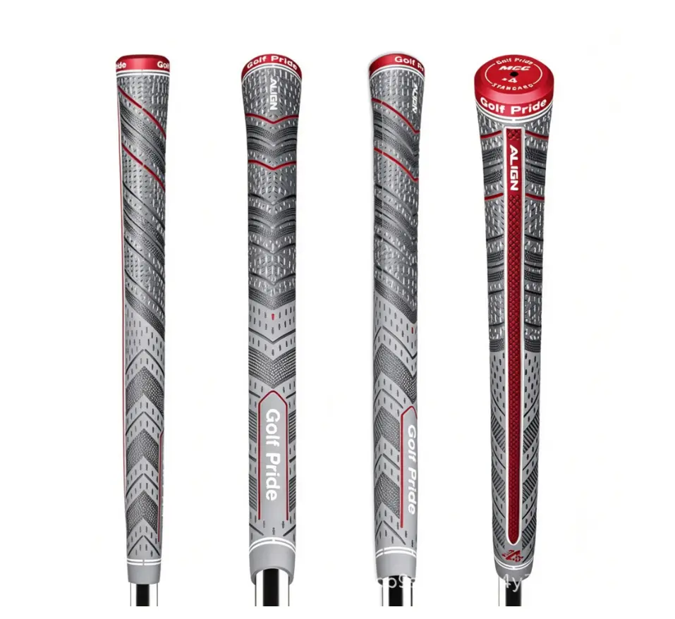 Golf Club Grip, Red and Gray Striped, Anti-Slip, Wear-Resistant, Unisex Design for Men and Women durable