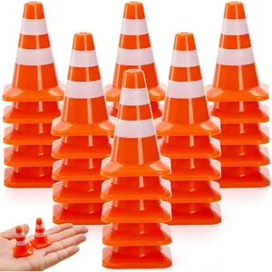 30 Pcs Mini Plastic Traffic Cones, 1.4 inch Training Roadblock Cones Traffic Signs, Mini Road Safety Cones for Micro Landscape Sand Table Engineering Construction Road Cones Model