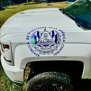 Escudo del Salvador Decal Sticker - White for Car, Glass Doors, and Walls - Available in Multiple Colors - Easy Installation - 19 Inches Size