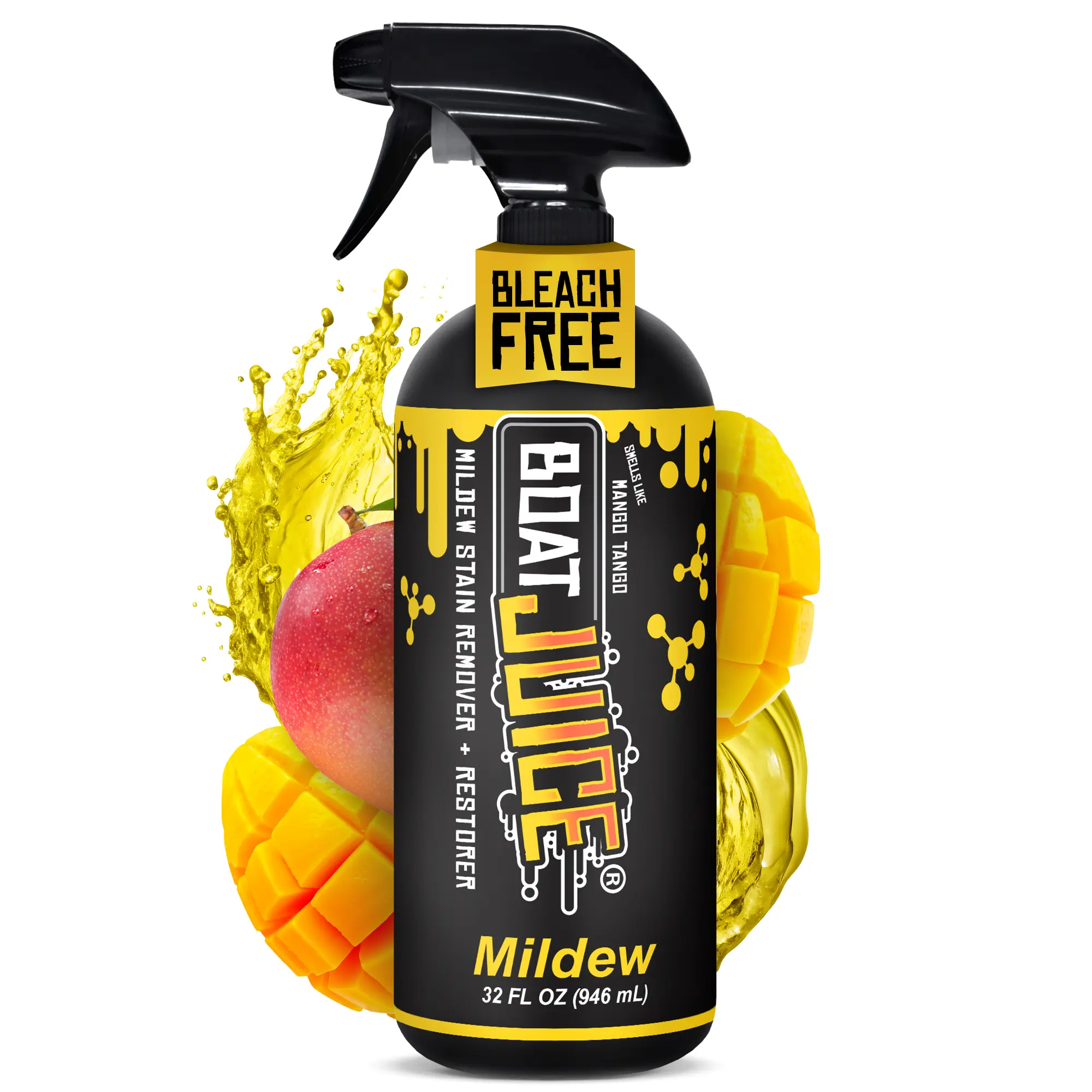 Boat Juice Mildew Stain Remover Liquid Cleaning Fluid - 32oz (946 ml) Capacity, Ideal for Large Boat Areas, Mango Tango Scent, Cleaning Fluids, Boat Care