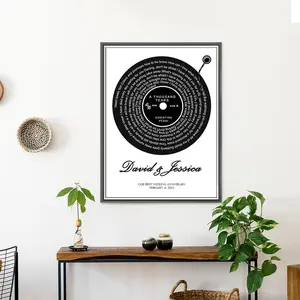 [Custom Song Lyrics]Custom Canvas Prints Wall Art Photo , Customizable Vinyl Record Song with Lyrics Poster Art Print Wall Hanging Decor for Every Occasion, Unique Personalized Music Lover Gift Couples Gift Decoration Room Ornaments Personalize Gift