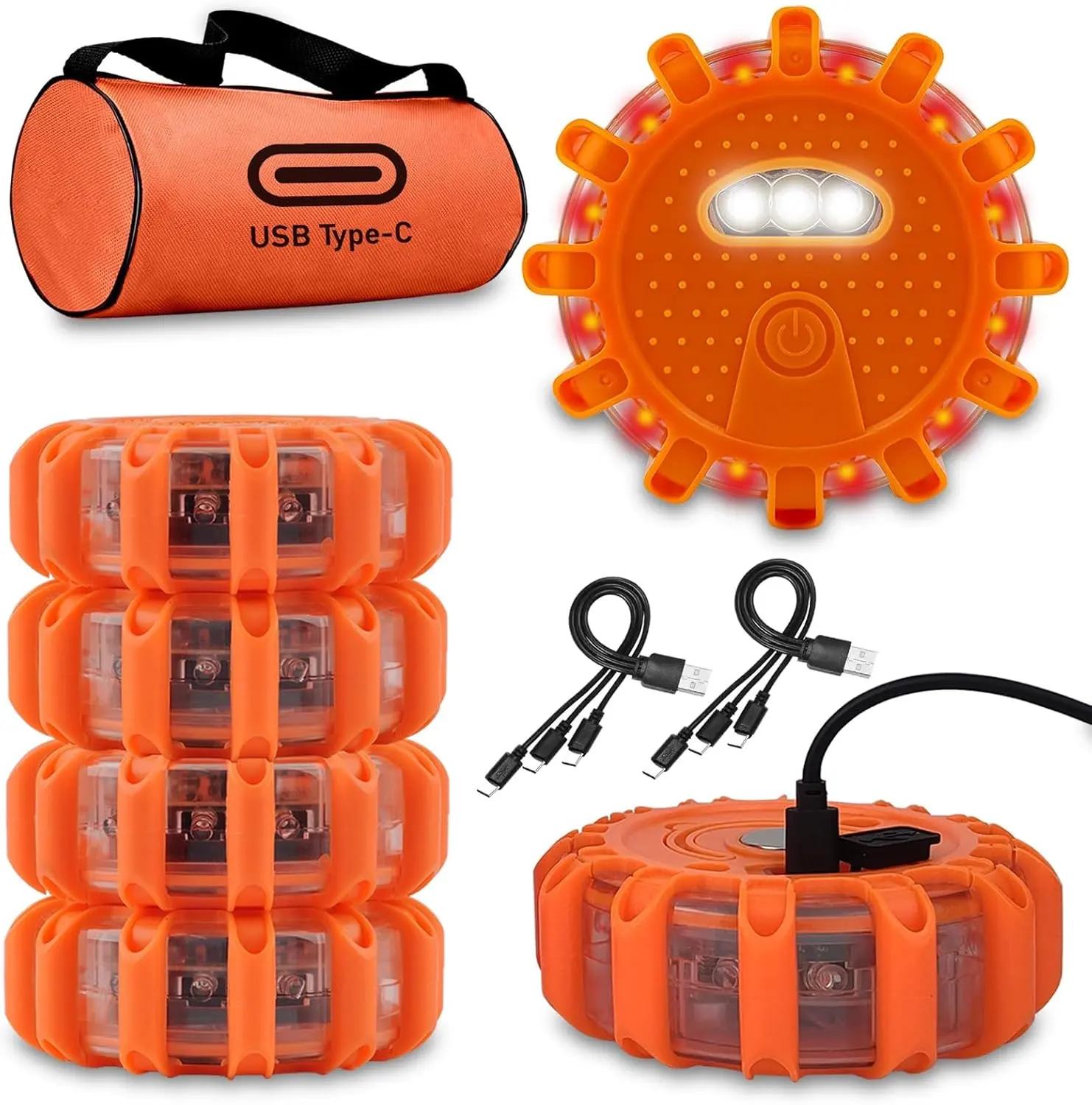 1-3pcs LED Emergency Light, 9 Modes Safety Warning USB Rechargeable Flashing Lamp, Suitable For Truck, Vehicle, Car Dashboard