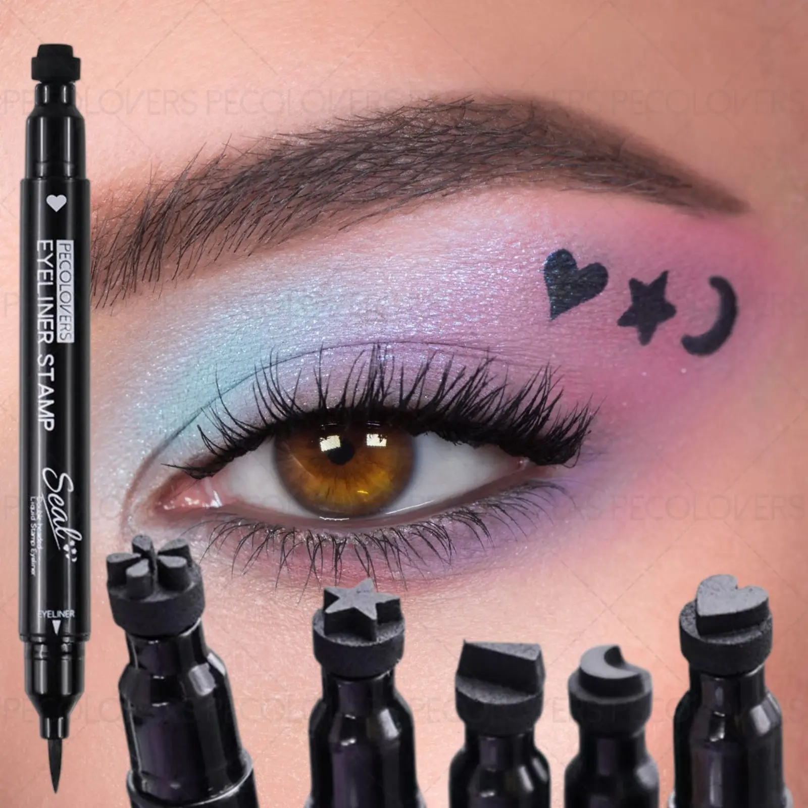 8pcs/set Double-ended Seal Eyeliner Pen - Quick-drying, Waterproof, Ultra-fine Tip, Accurately Outlines The Eyeliner, Embellishes The Corners and Ends of The Eyes, An Ideal Christmas Gift Series Graphic Eyeliner